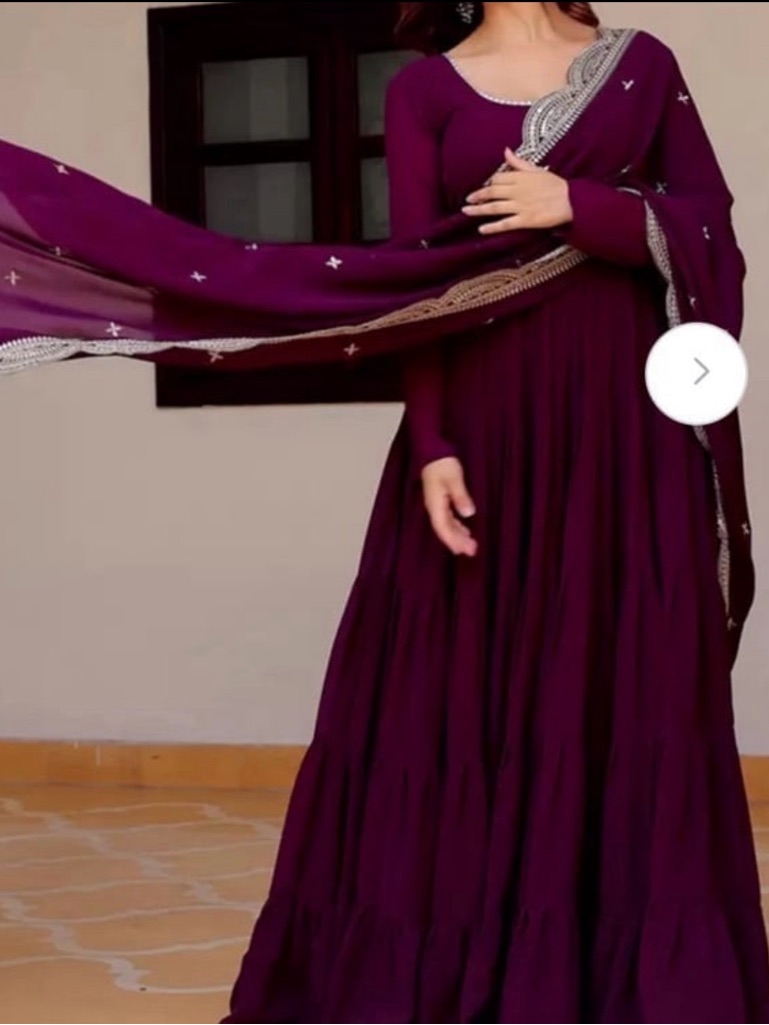 Elegant Purple Women's Dress With Embellished Dupatta